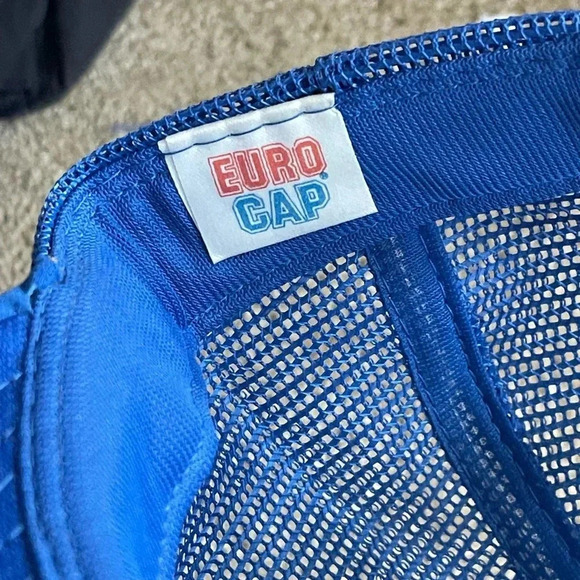 Vintage KRUPP Trucker Hat by Euro Cap — Royal Blue Mesh Snapback, Made in Taiwan - Picture 11 of 12